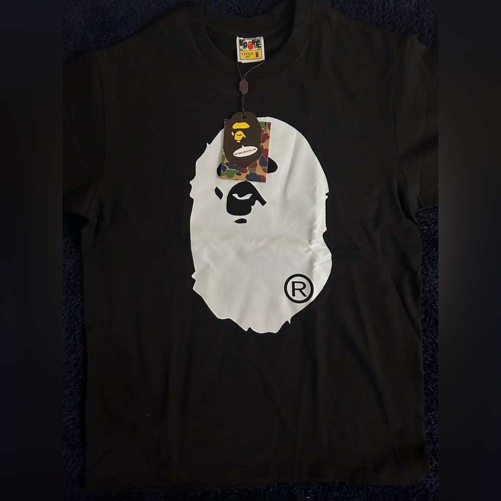 Bape Black T-Shirt with White Ape Graphic